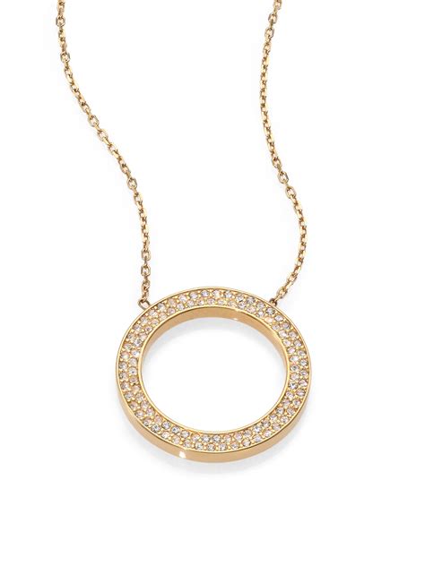 michael kors necklace gold circle|Michael Kors necklace and earrings.